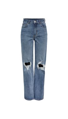 Pcholly Hw Wide Jeans Destroy Medium Blue Denim
