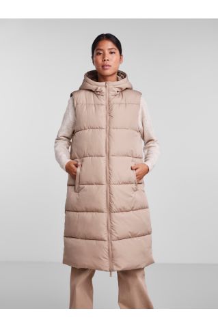 Pcbee New Long Puffer Vest Bc Silver Mink
