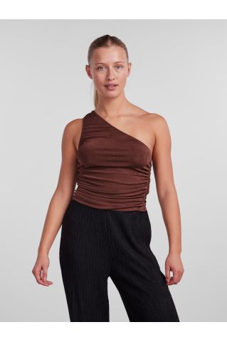 PCJARISA ONE SHOULDER TOP D2D Chicory Coffee