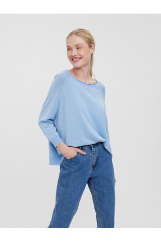 Vmnellie Glory 3/4 Boxy Pullover Ga Noos Blue Bell