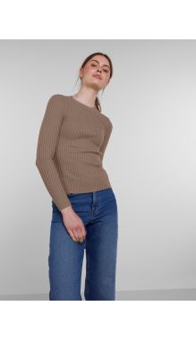 Pccrista Ls O-Neck Knit Noos Bc Fossil