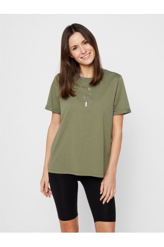 Pcria Ss Fold Up Solid Tee Noos Bc Deep Lichen Green