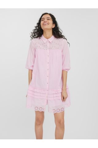 Vero Moda Bella 3/4 Shirt Dress Exc Roseate Spoonbill