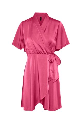 Vmamelia S/S Wrap Dress Exp Hot Pink