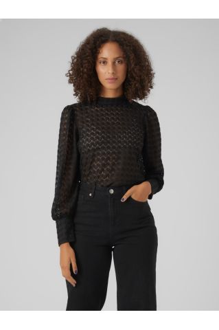 Vmbecca High Neck Lace Top Jrs Black