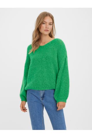Vmerin Ls V-Neck Pullover Ga Boo Bright Green