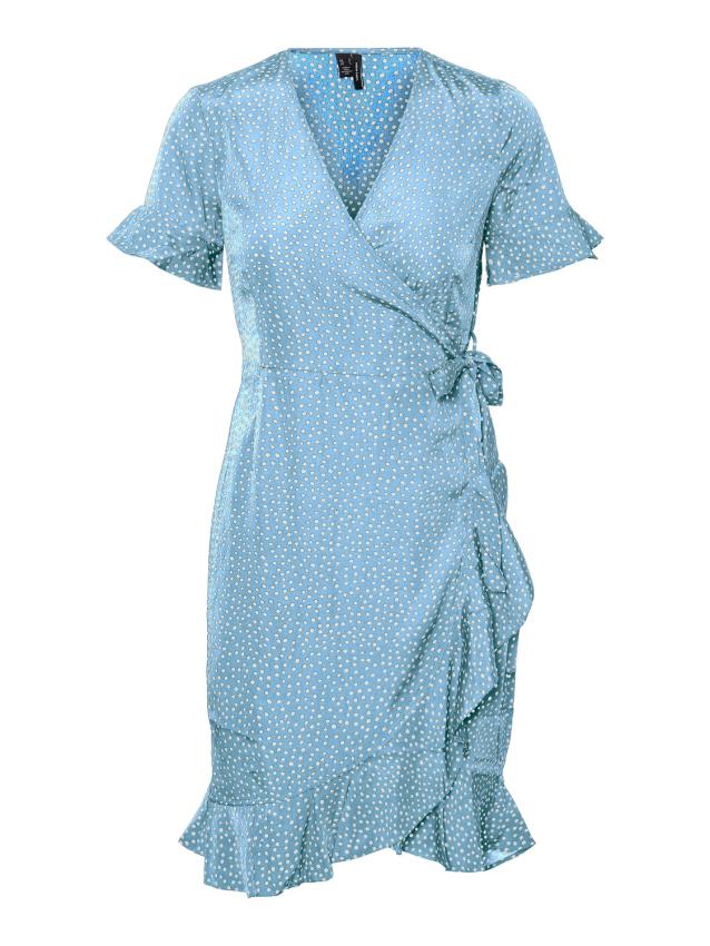 Vmhenna 2/4 Wrap Frill Dress Noos Blue Bell