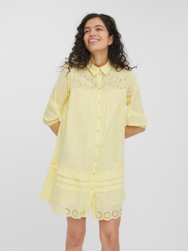 Vero Moda Bella 3/4 Shirt Dress Exc Lemon Meringue